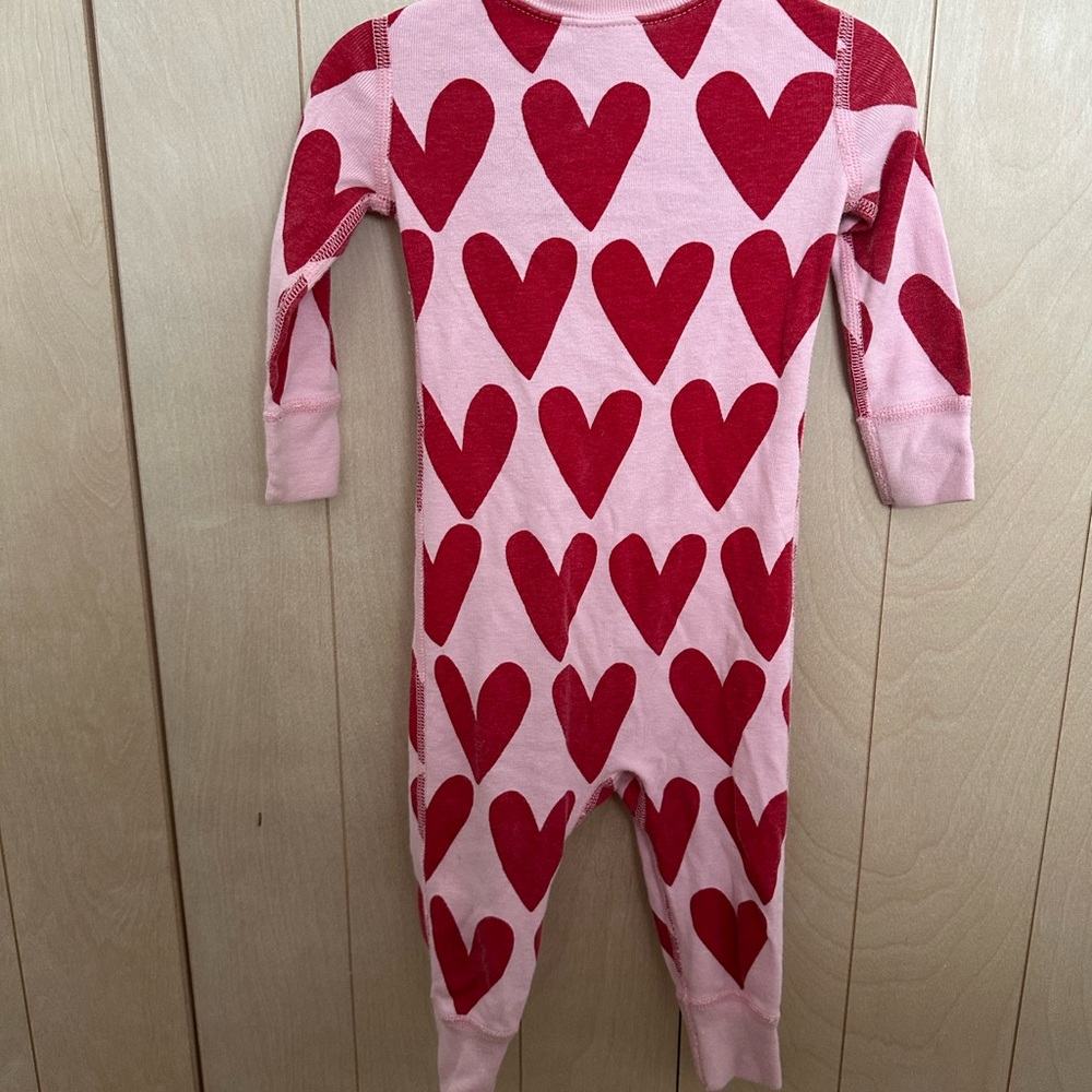 Hanna Andersson Pink Onesie with Red Hearts